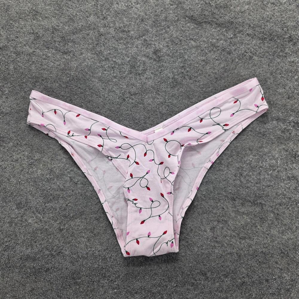 PINK Victoria's Secret Panties Womens L Pink Thong High Leg Stretch Cotton